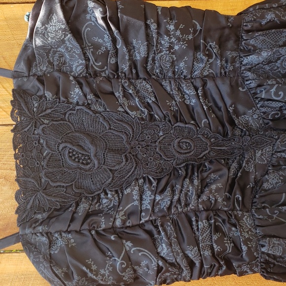 Gunne Sax Black Brocade Lace Detail Formal Dress 5 - Picture 2 of 7